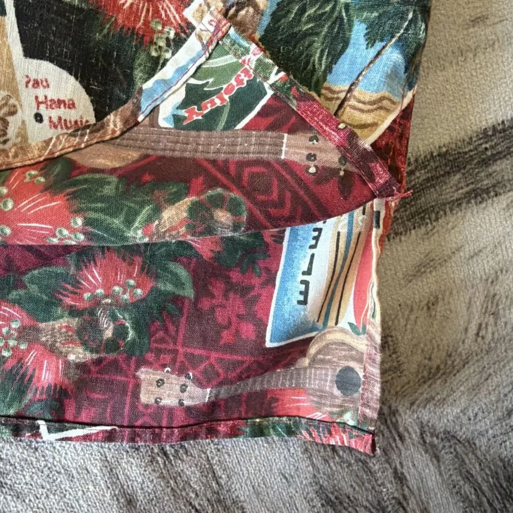 Reyn Spooner Mele Kalikimaka Vtg XMAS Santa Postcard Aloha Shirt Mens M Limited